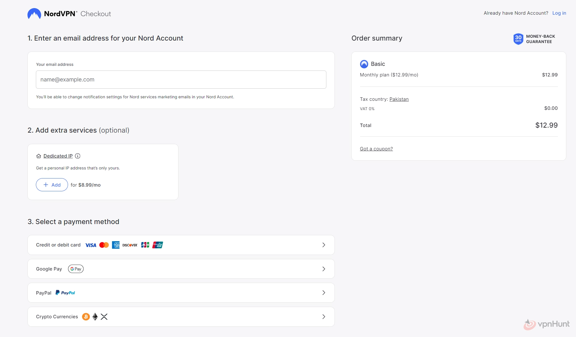 how much does nordvpn cost per month