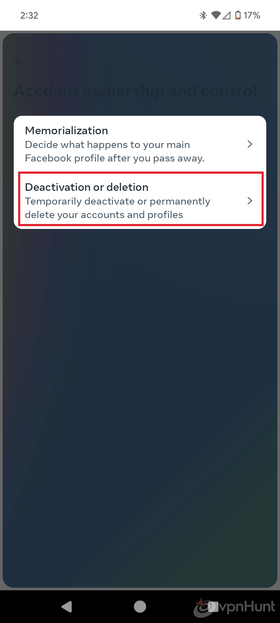 how to delete facebook account